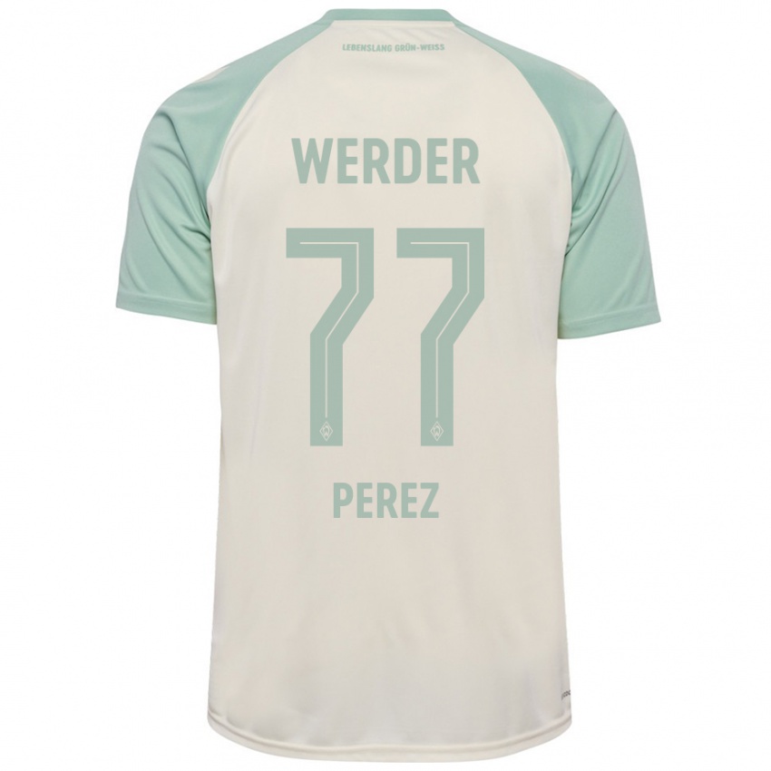 Hombre Camiseta Catalina Pérez Jaramillo #77 Blanquecino Verde Claro 2ª Equipación 2024/25 La Camisa Perú