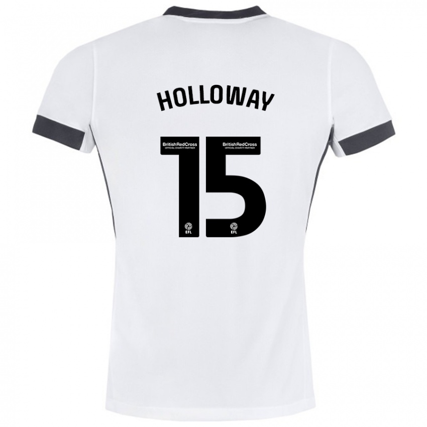 Hombre Camiseta Rebecca Holloway #15 Blanco Negro 2ª Equipación 2024/25 La Camisa Perú