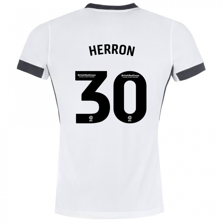 Hombre Camiseta Neve Herron #30 Blanco Negro 2ª Equipación 2024/25 La Camisa Perú