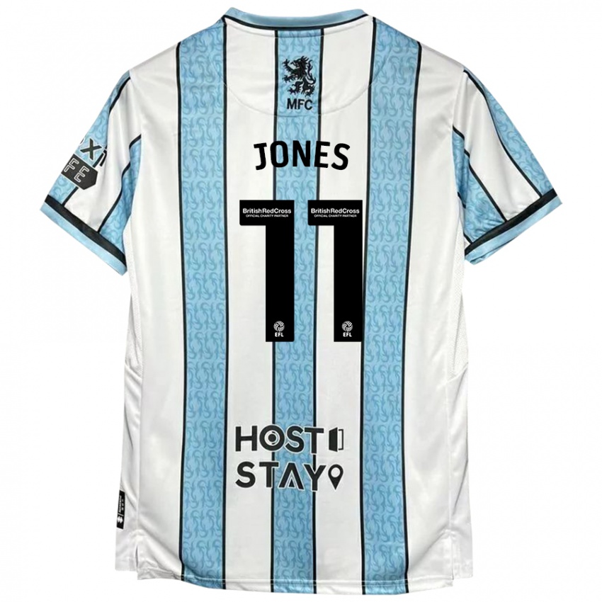 Hombre Camiseta Isaiah Jones #11 Blanco Azul 2ª Equipación 2024/25 La Camisa Perú