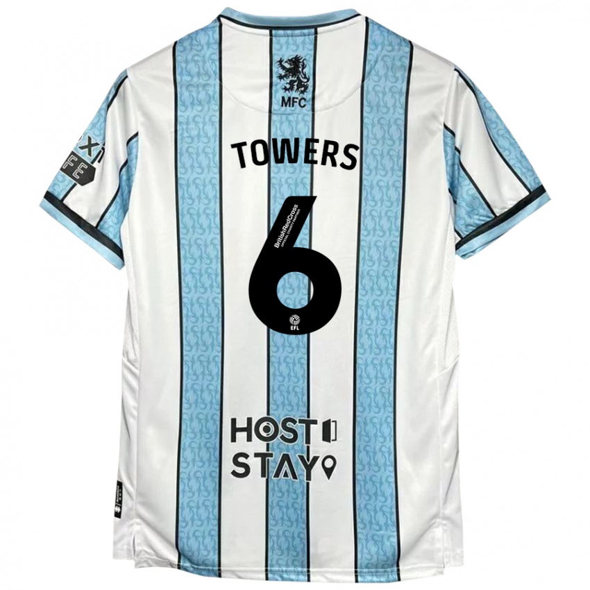 Hombre Camiseta Abby Towers #6 Blanco Azul 2ª Equipación 2024/25 La Camisa Perú