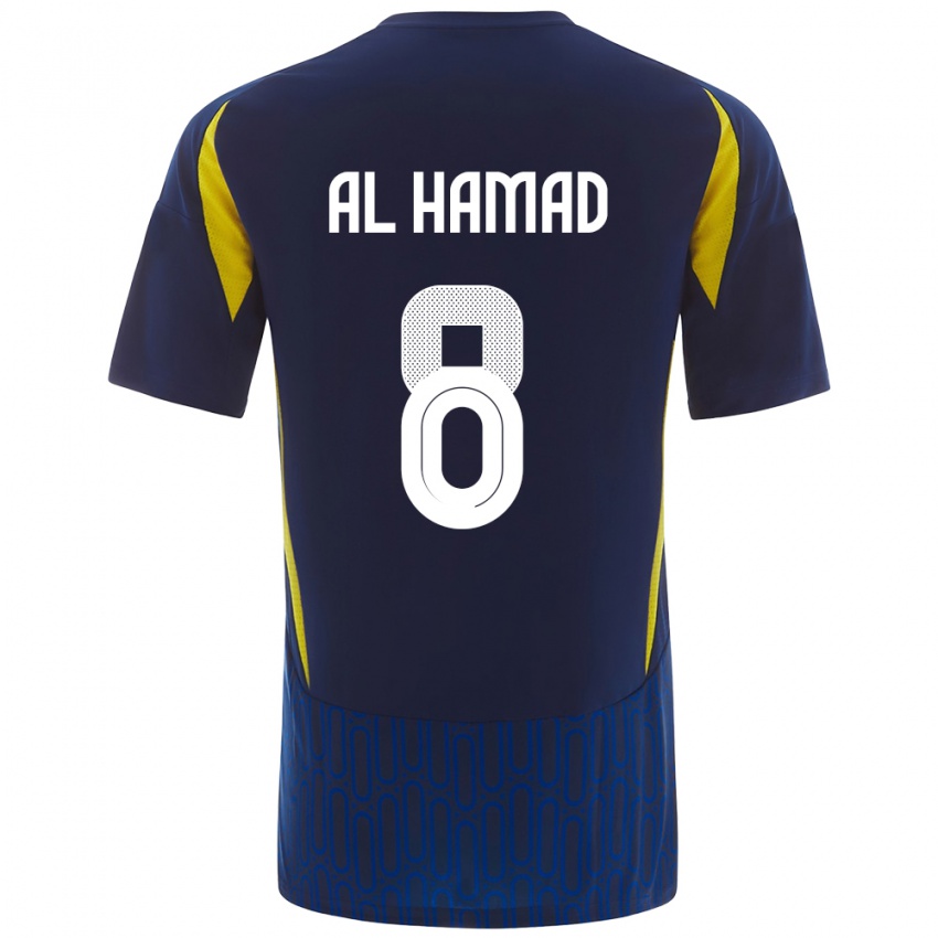 Hombre Camiseta Sara Al-Hamad #8 Azul Amarillo 2ª Equipación 2024/25 La Camisa Perú