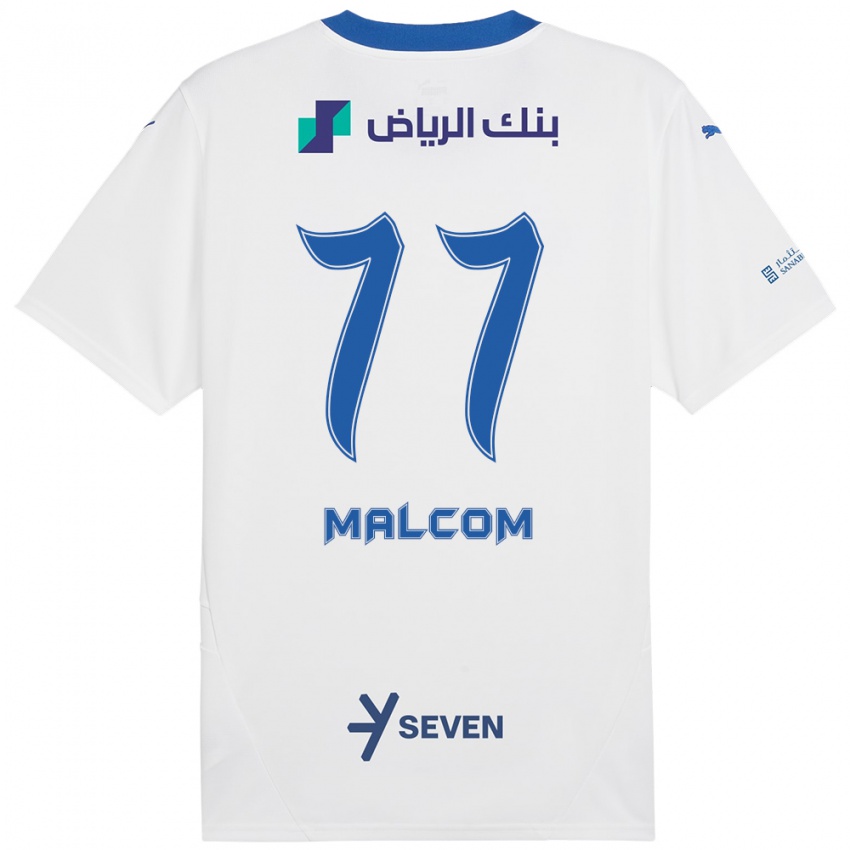 Hombre Camiseta Malcom #77 Blanco Azul 2ª Equipación 2024/25 La Camisa Perú