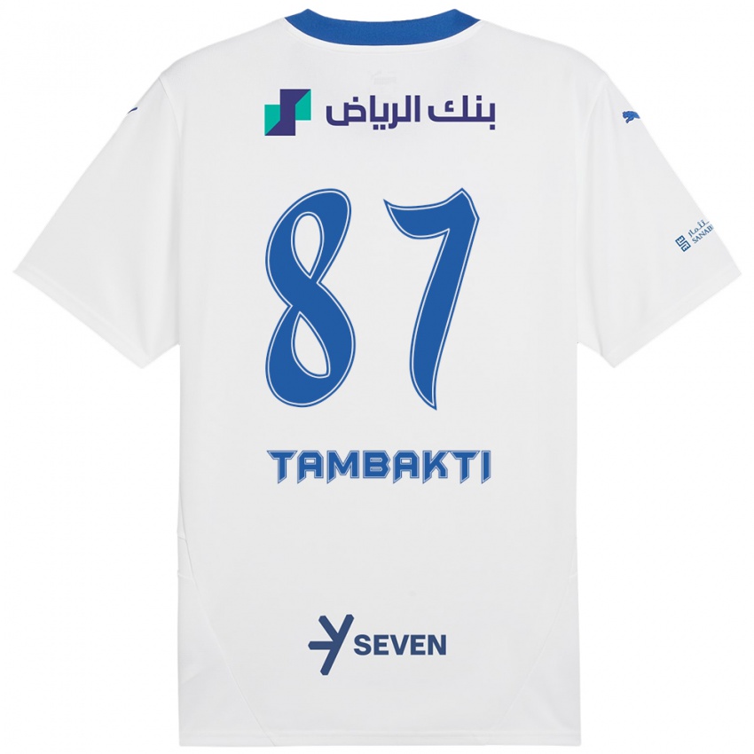 Hombre Camiseta Hassan Tambakti #87 Blanco Azul 2ª Equipación 2024/25 La Camisa Perú