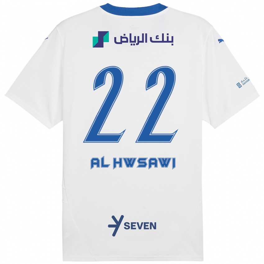 Hombre Camiseta Shorouq Al-Hwsawi #22 Blanco Azul 2ª Equipación 2024/25 La Camisa Perú