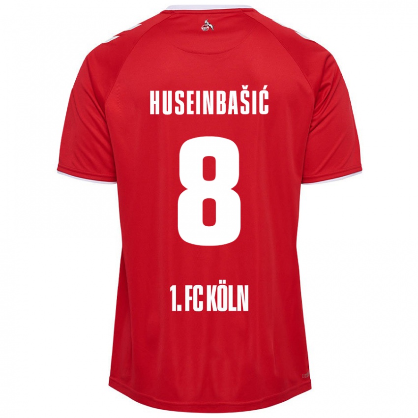 Hombre Camiseta Denis Huseinbasic #8 Rojo Blanco 2ª Equipación 2024/25 La Camisa Perú