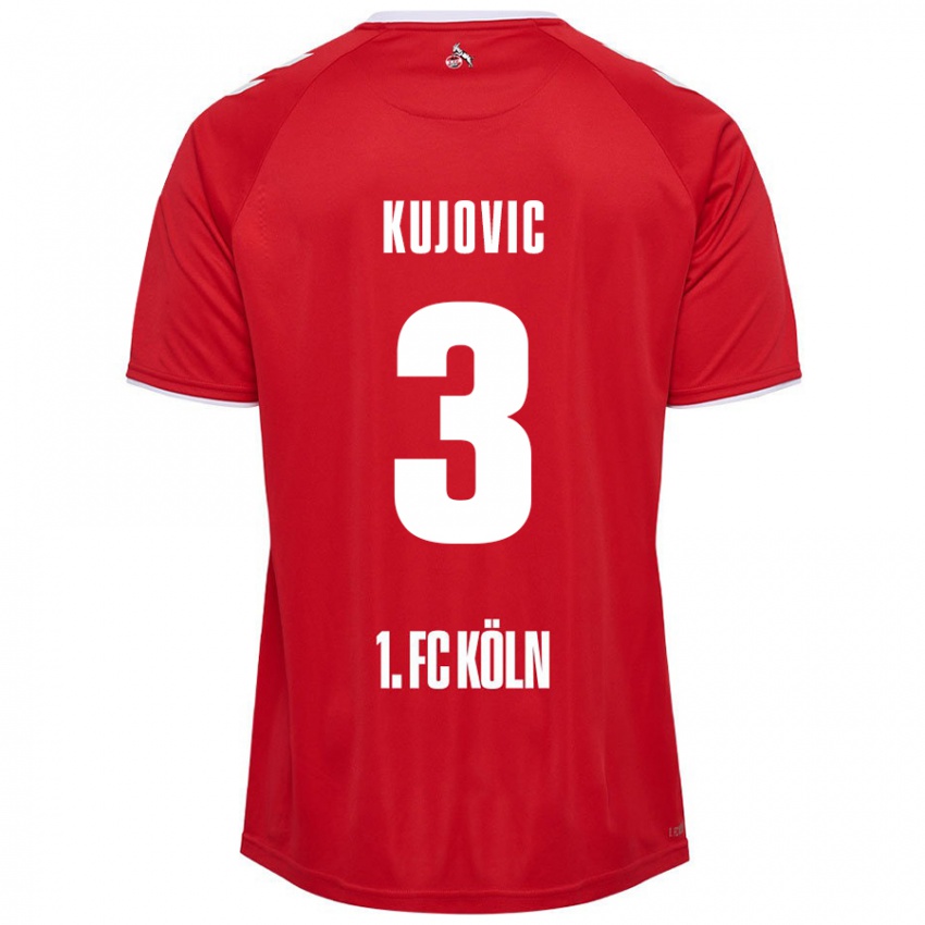 Hombre Camiseta Emin Kujovic #3 Rojo Blanco 2ª Equipación 2024/25 La Camisa Perú