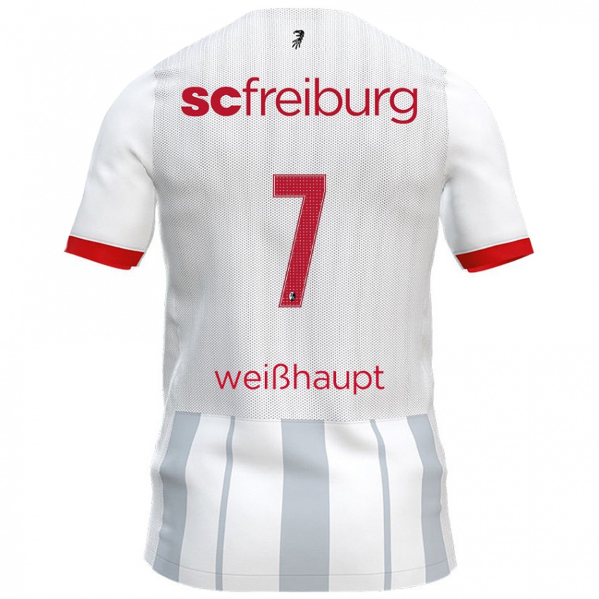 Hombre Camiseta Noah Weißhaupt #7 Blanco Gris 2ª Equipación 2024/25 La Camisa Perú