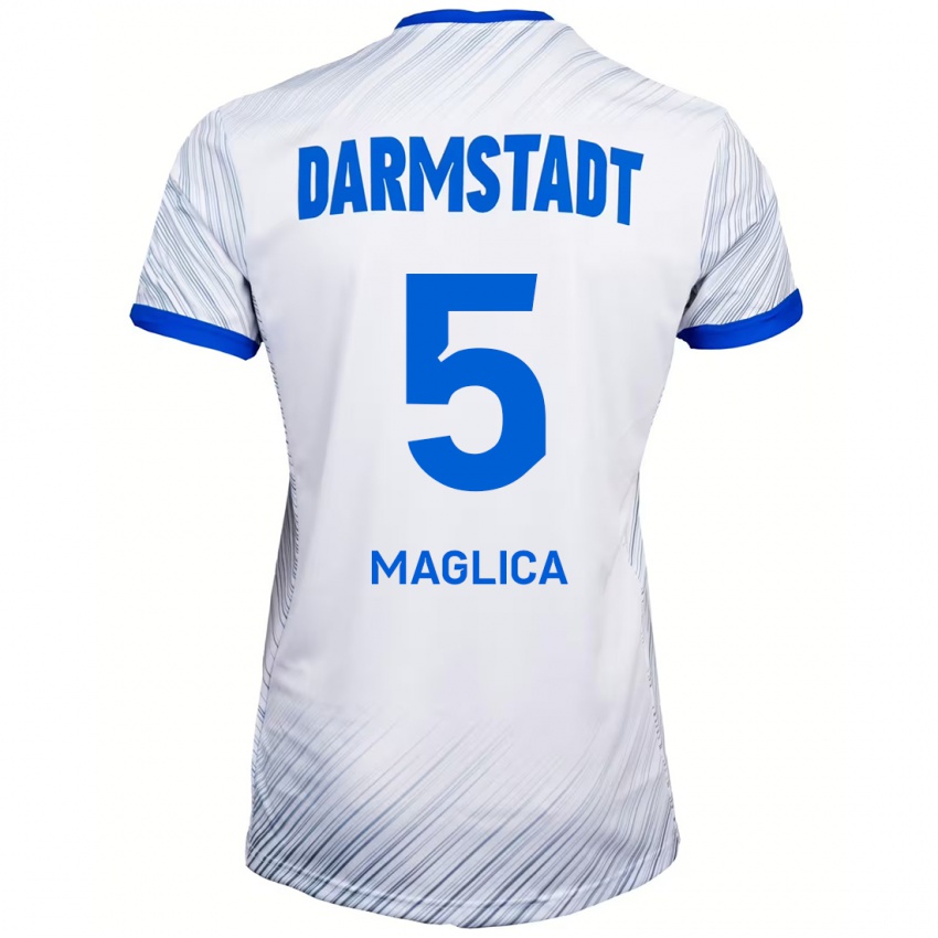 Hombre Camiseta Matej Maglica #5 Blanco Azul 2ª Equipación 2024/25 La Camisa Perú