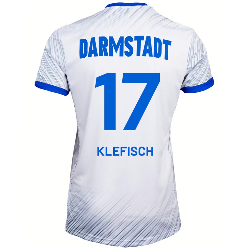 Hombre Camiseta Kai Klefisch #17 Blanco Azul 2ª Equipación 2024/25 La Camisa Perú