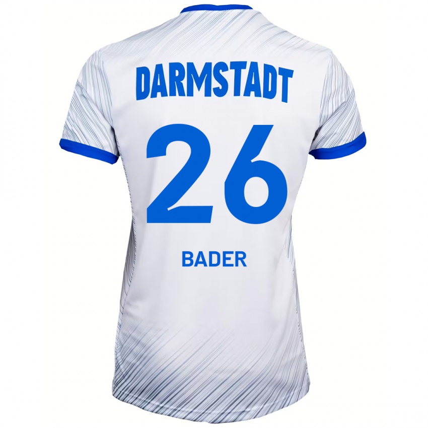 Hombre Camiseta Matthias Bader #26 Blanco Azul 2ª Equipación 2024/25 La Camisa Perú