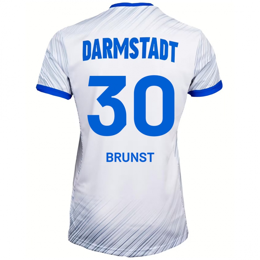 Hombre Camiseta Alexander Brunst #30 Blanco Azul 2ª Equipación 2024/25 La Camisa Perú