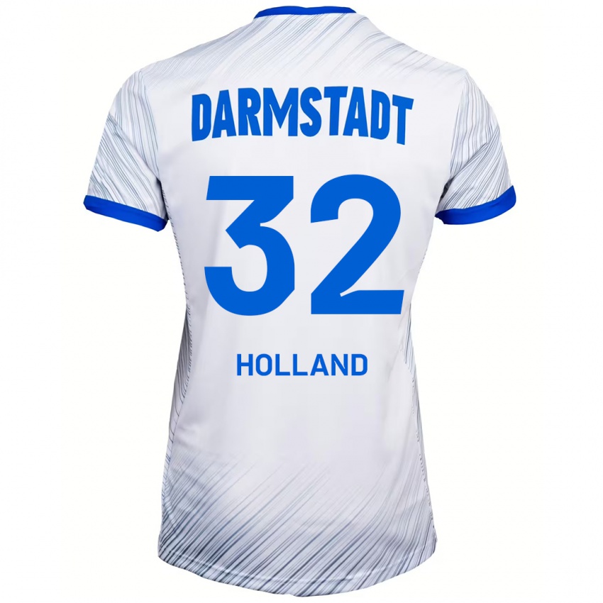 Hombre Camiseta Fabian Holland #32 Blanco Azul 2ª Equipación 2024/25 La Camisa Perú