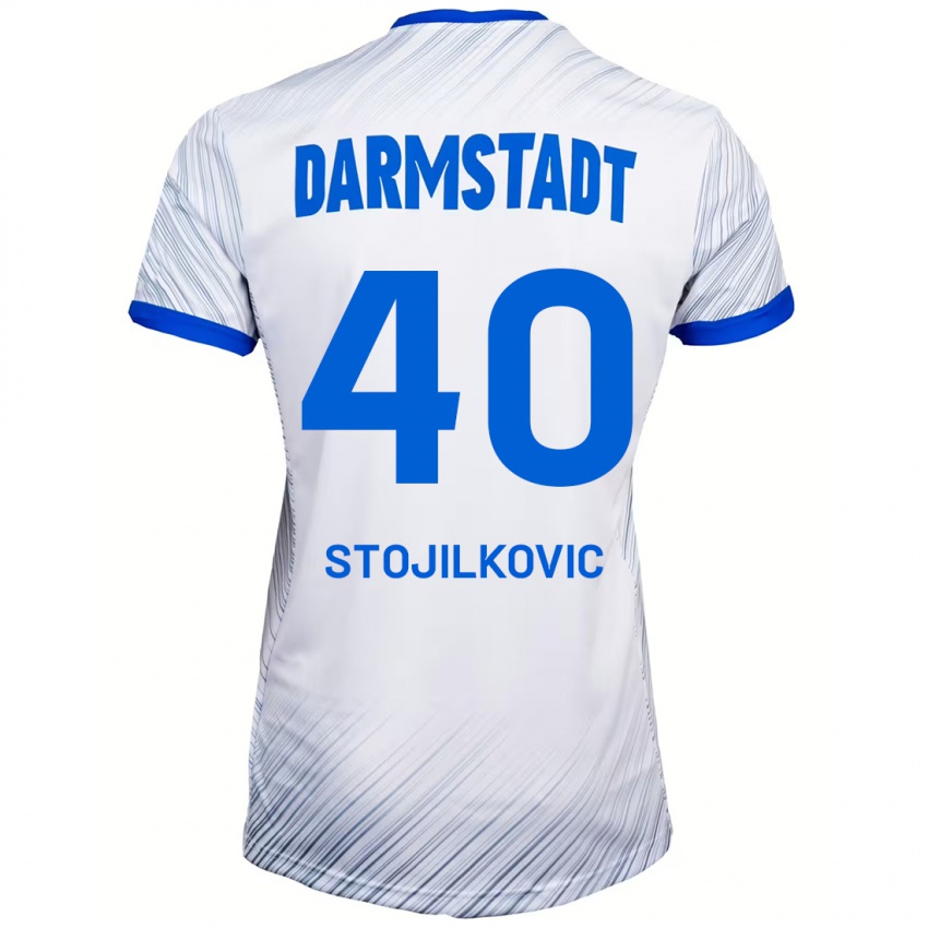 Hombre Camiseta Filip Stojilkovic #40 Blanco Azul 2ª Equipación 2024/25 La Camisa Perú