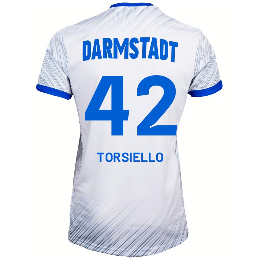 Hombre Camiseta Fabio Torsiello #42 Blanco Azul 2ª Equipación 2024/25 La Camisa Perú