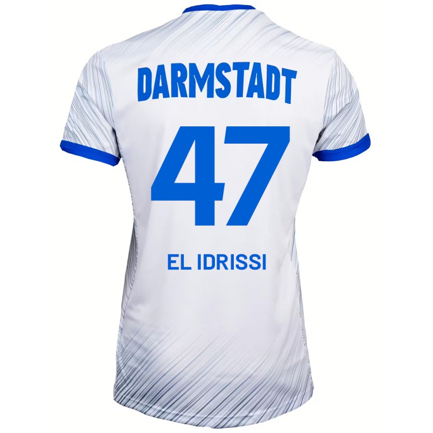 Hombre Camiseta Othmane El Idrissi #47 Blanco Azul 2ª Equipación 2024/25 La Camisa Perú