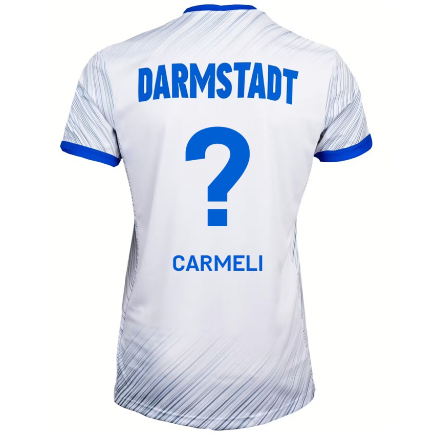 Hombre Camiseta Liad Carmeli #0 Blanco Azul 2ª Equipación 2024/25 La Camisa Perú