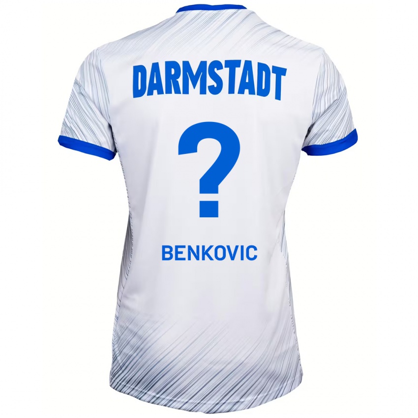 Hombre Camiseta Nikola Benkovic #0 Blanco Azul 2ª Equipación 2024/25 La Camisa Perú