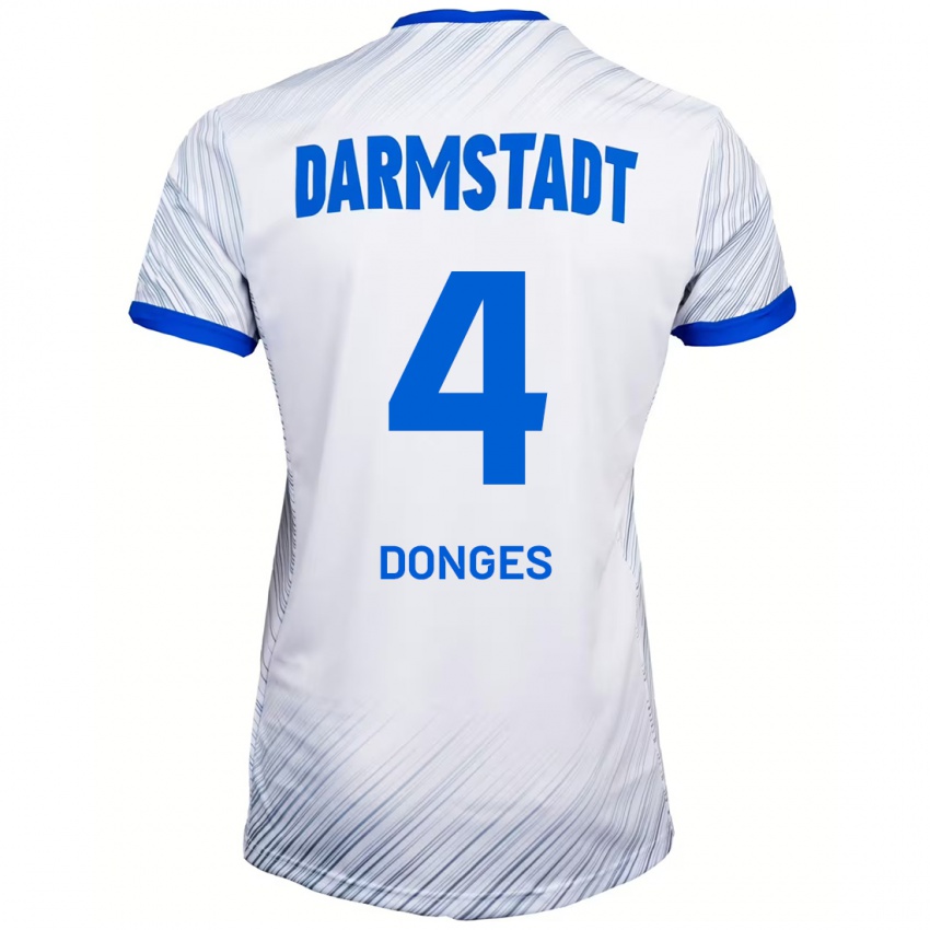 Hombre Camiseta Julian Donges #4 Blanco Azul 2ª Equipación 2024/25 La Camisa Perú