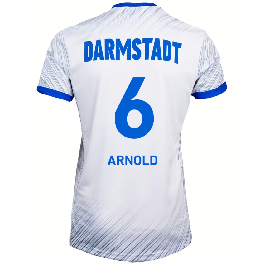 Hombre Camiseta Tim Arnold #6 Blanco Azul 2ª Equipación 2024/25 La Camisa Perú