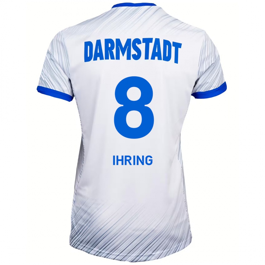 Hombre Camiseta Janis Ihring #8 Blanco Azul 2ª Equipación 2024/25 La Camisa Perú