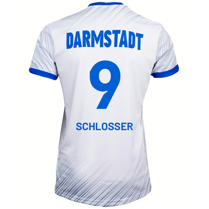 Hombre Camiseta Mika Schlosser #9 Blanco Azul 2ª Equipación 2024/25 La Camisa Perú