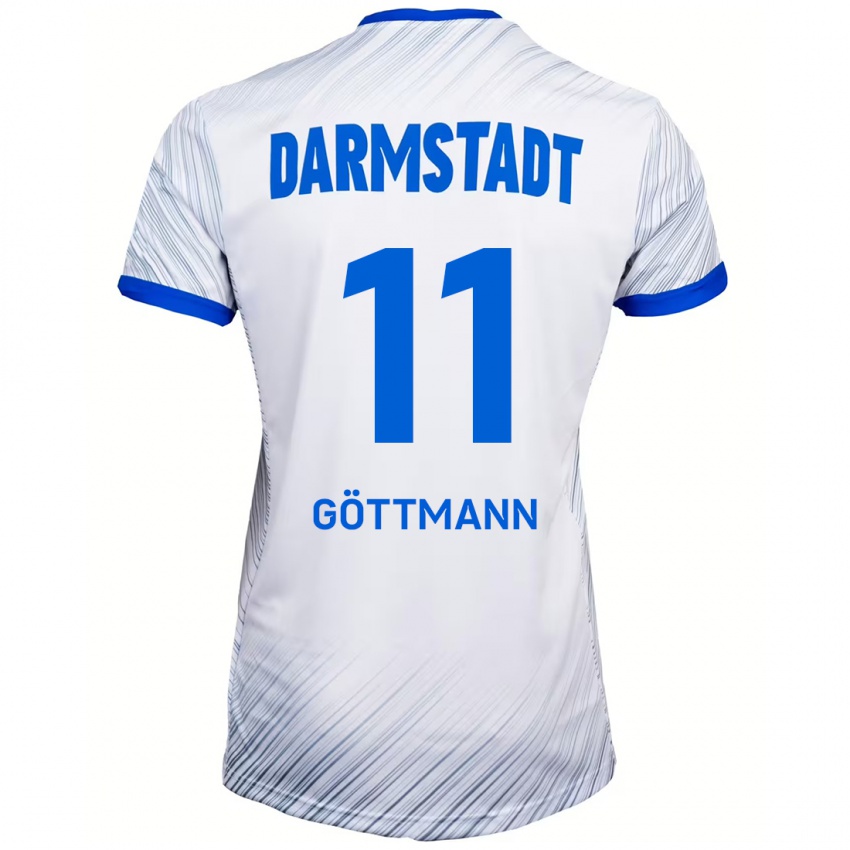 Hombre Camiseta Levin Göttmann #11 Blanco Azul 2ª Equipación 2024/25 La Camisa Perú