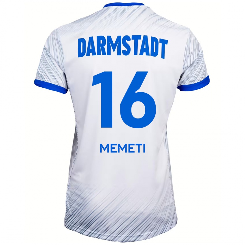 Hombre Camiseta Dilon Memeti #16 Blanco Azul 2ª Equipación 2024/25 La Camisa Perú