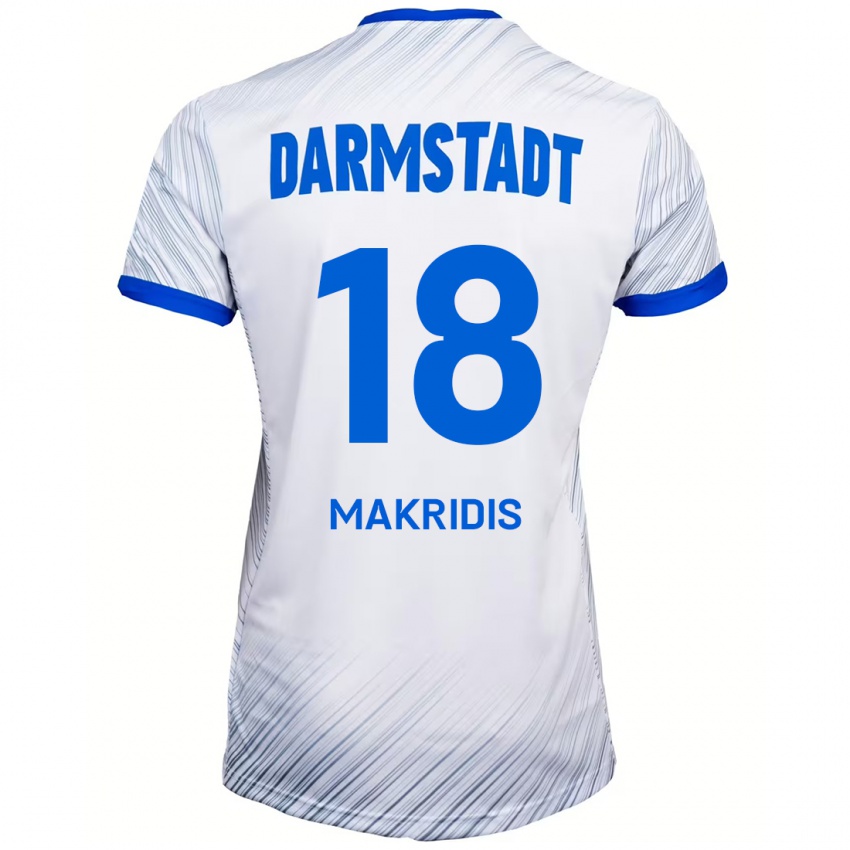 Hombre Camiseta Georgios Makridis #18 Blanco Azul 2ª Equipación 2024/25 La Camisa Perú