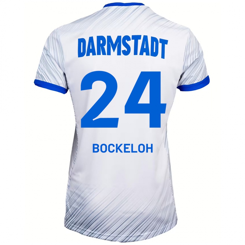 Hombre Camiseta Leonhard Bockeloh #24 Blanco Azul 2ª Equipación 2024/25 La Camisa Perú