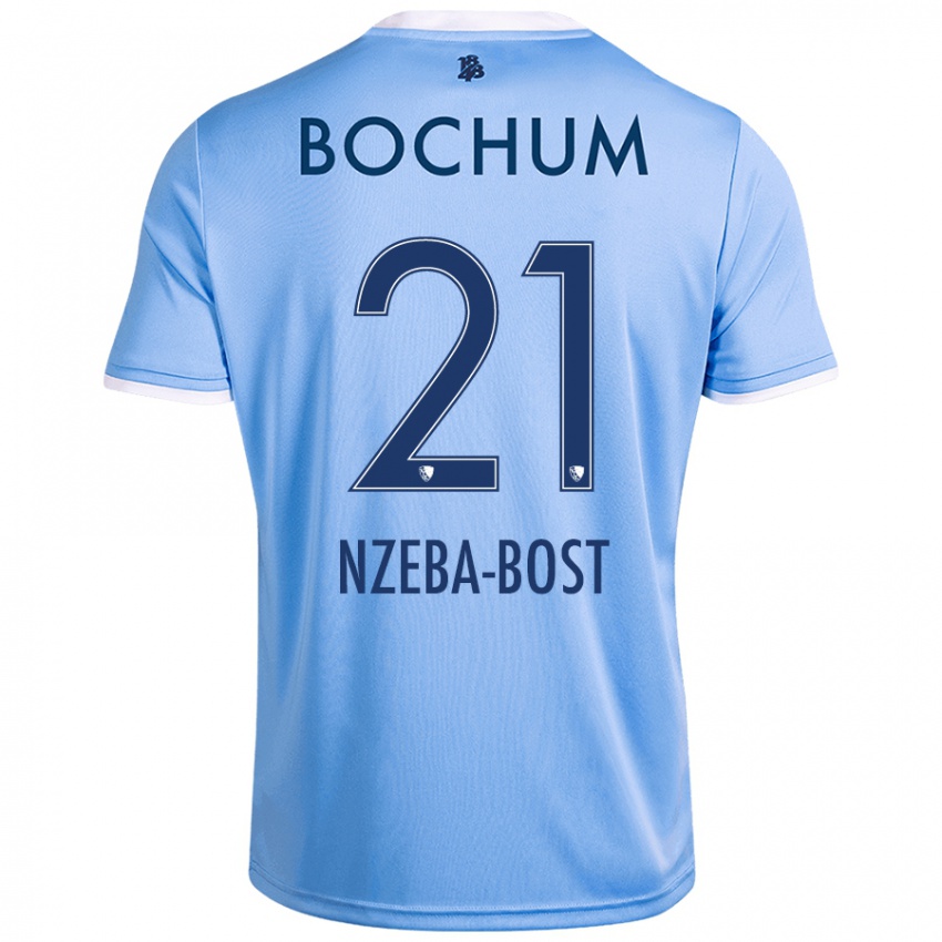 Hombre Camiseta Jan Nzeba-Bost #21 Azul Cielo 2ª Equipación 2024/25 La Camisa Perú