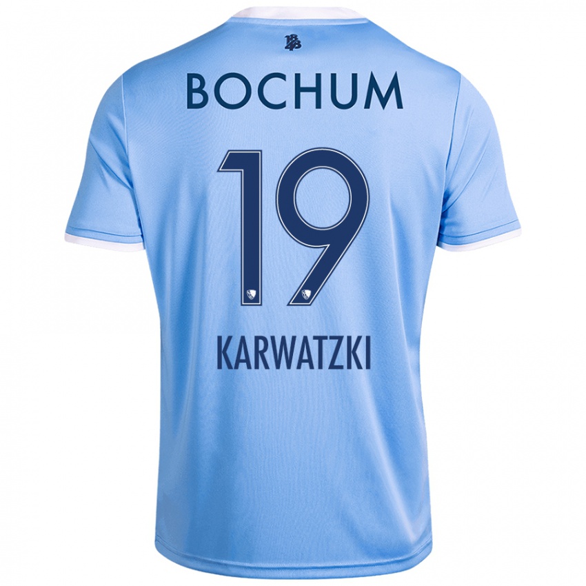 Hombre Camiseta Lucy Karwatzki #19 Azul Cielo 2ª Equipación 2024/25 La Camisa Perú