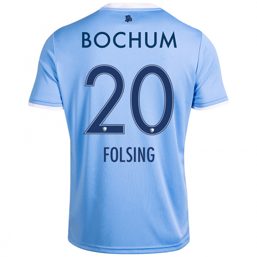 Hombre Camiseta Amelie Fölsing #20 Azul Cielo 2ª Equipación 2024/25 La Camisa Perú