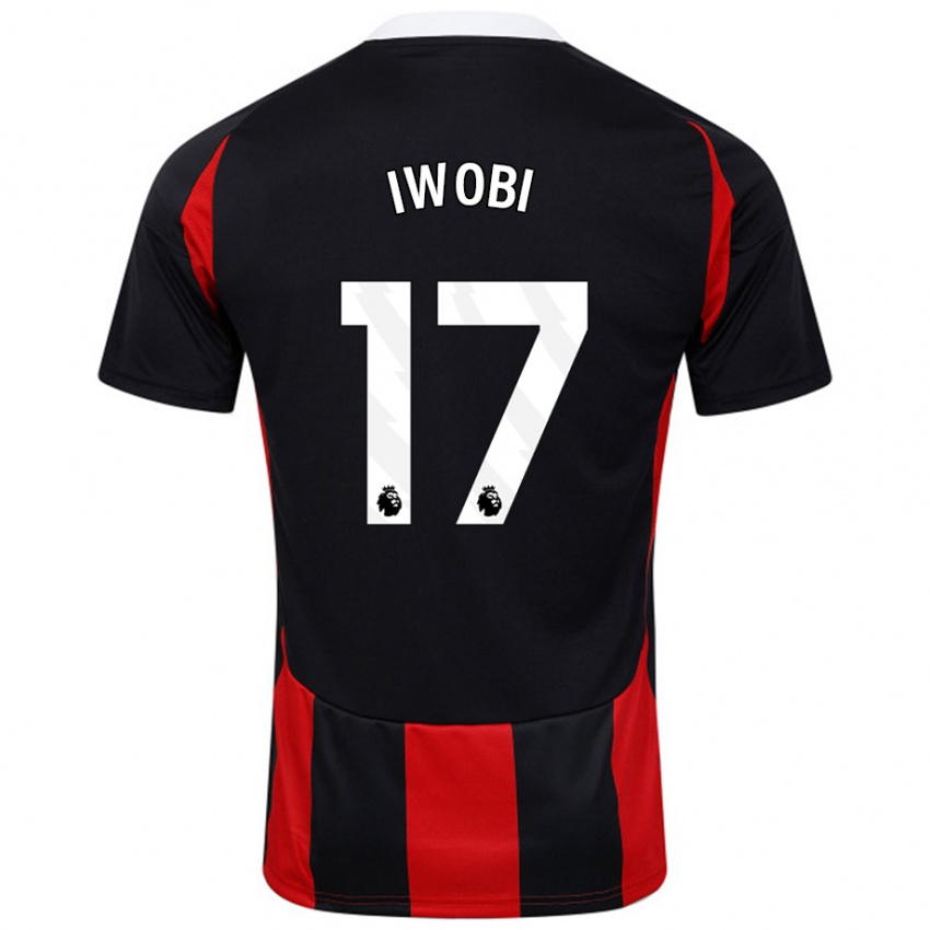 Hombre Camiseta Alex Iwobi #17 Negro Rojo 2ª Equipación 2024/25 La Camisa Perú