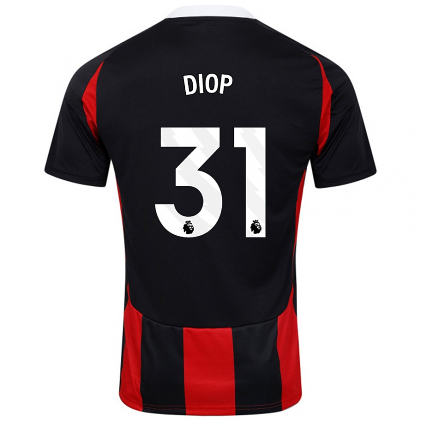 Hombre Camiseta Issa Diop #31 Negro Rojo 2ª Equipación 2024/25 La Camisa Perú