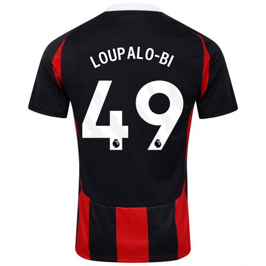 Hombre Camiseta Aaron Loupalo-Bi #49 Negro Rojo 2ª Equipación 2024/25 La Camisa Perú