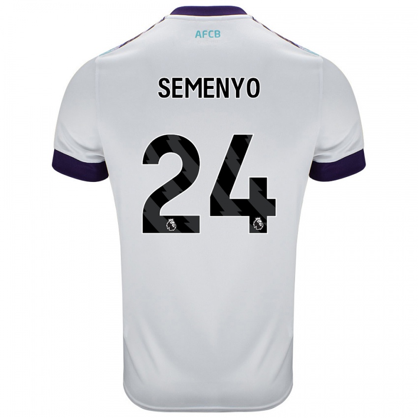 Hombre Camiseta Antoine Semenyo #24 Blanco Verde Púrpura 2ª Equipación 2024/25 La Camisa Perú