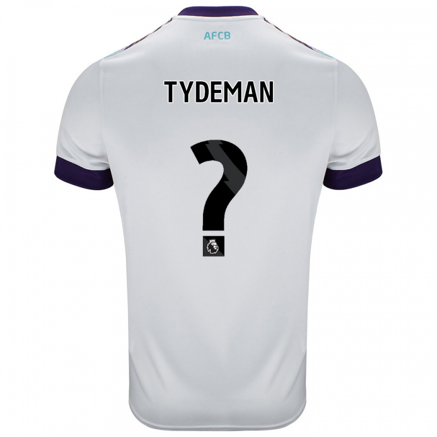 Hombre Camiseta Kian Tydeman #0 Blanco Verde Púrpura 2ª Equipación 2024/25 La Camisa Perú