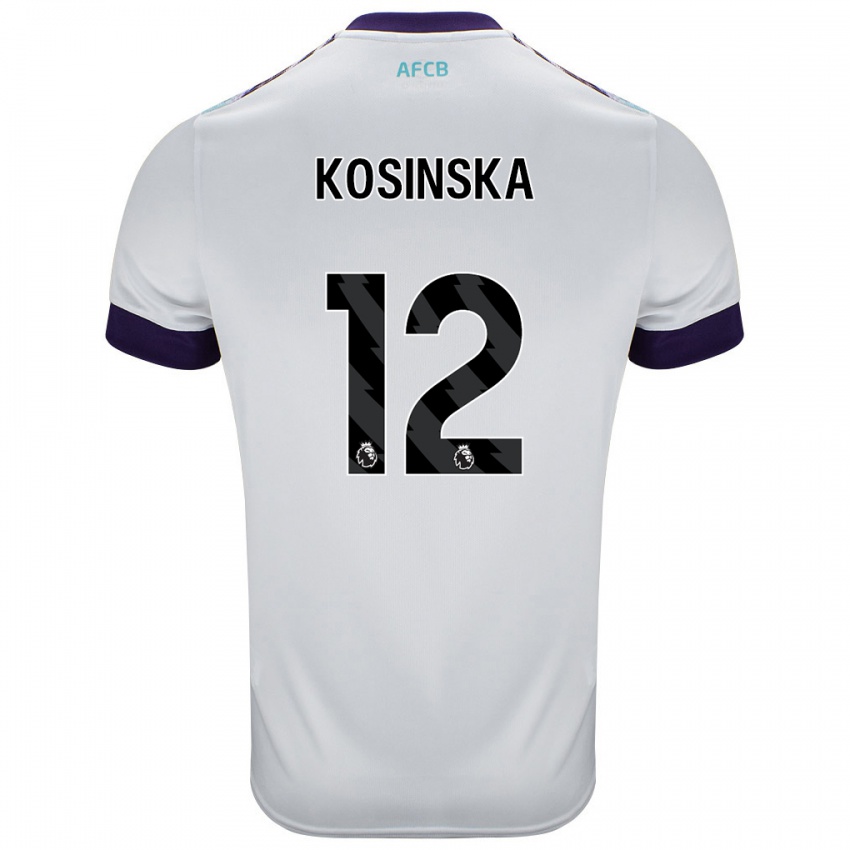 Hombre Camiseta Daniela Kosinska #12 Blanco Verde Púrpura 2ª Equipación 2024/25 La Camisa Perú