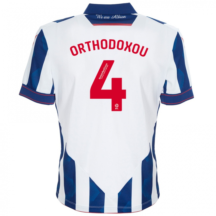 Mujer Camiseta Francesca Orthodoxou #4 Blanco Azul Oscuro 1ª Equipación 2024/25 La Camisa Perú