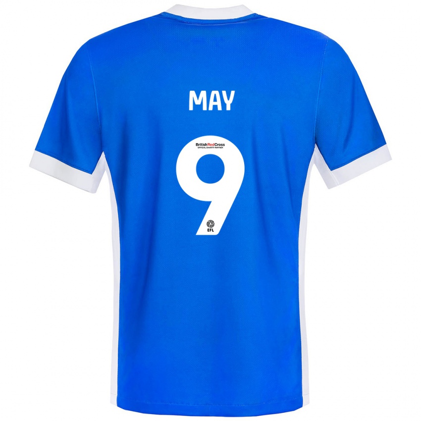 Mujer Camiseta Alfie May #9 Azul Blanco 1ª Equipación 2024/25 La Camisa Perú