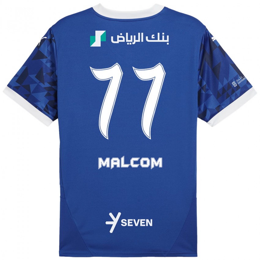 Mujer Camiseta Malcom #77 Azul Oscuro Blanco 1ª Equipación 2024/25 La Camisa Perú