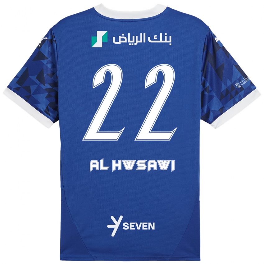 Mujer Camiseta Shorouq Al-Hwsawi #22 Azul Oscuro Blanco 1ª Equipación 2024/25 La Camisa Perú