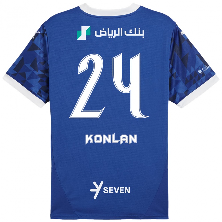 Mujer Camiseta Cynthia Konlan #24 Azul Oscuro Blanco 1ª Equipación 2024/25 La Camisa Perú