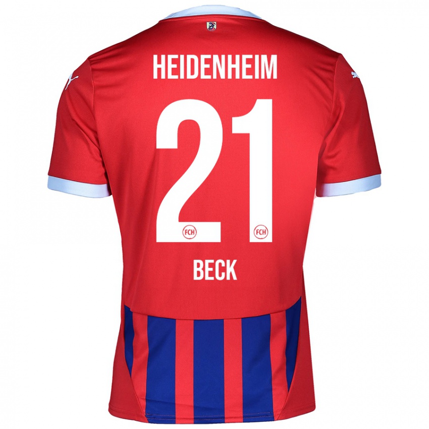 Mujer Camiseta Adrian Beck #21 Rojo Azul 1ª Equipación 2024/25 La Camisa Perú