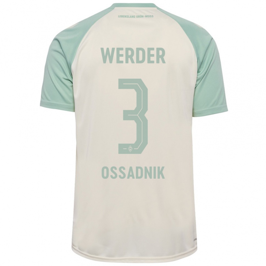 Mujer Camiseta Jannes Ossadnik #3 Blanquecino Verde Claro 2ª Equipación 2024/25 La Camisa Perú