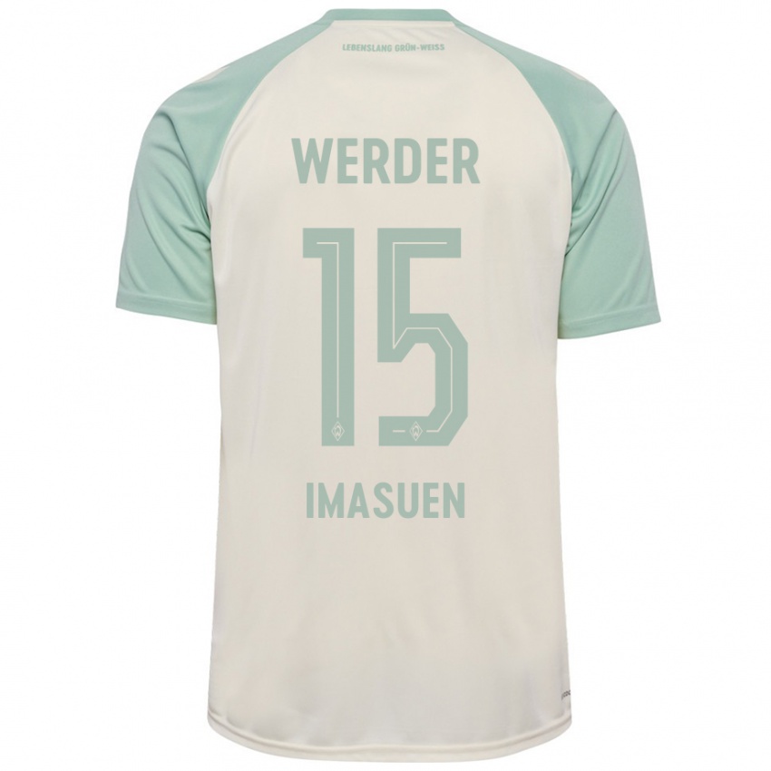 Mujer Camiseta Joel Imasuen #15 Blanquecino Verde Claro 2ª Equipación 2024/25 La Camisa Perú