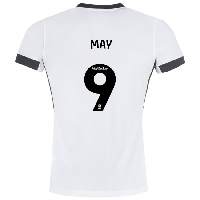 Mujer Camiseta Alfie May #9 Blanco Negro 2ª Equipación 2024/25 La Camisa Perú