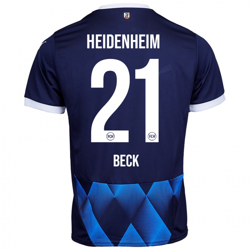 Mujer Camiseta Adrian Beck #21 Azul Marino Oscuro 2ª Equipación 2024/25 La Camisa Perú