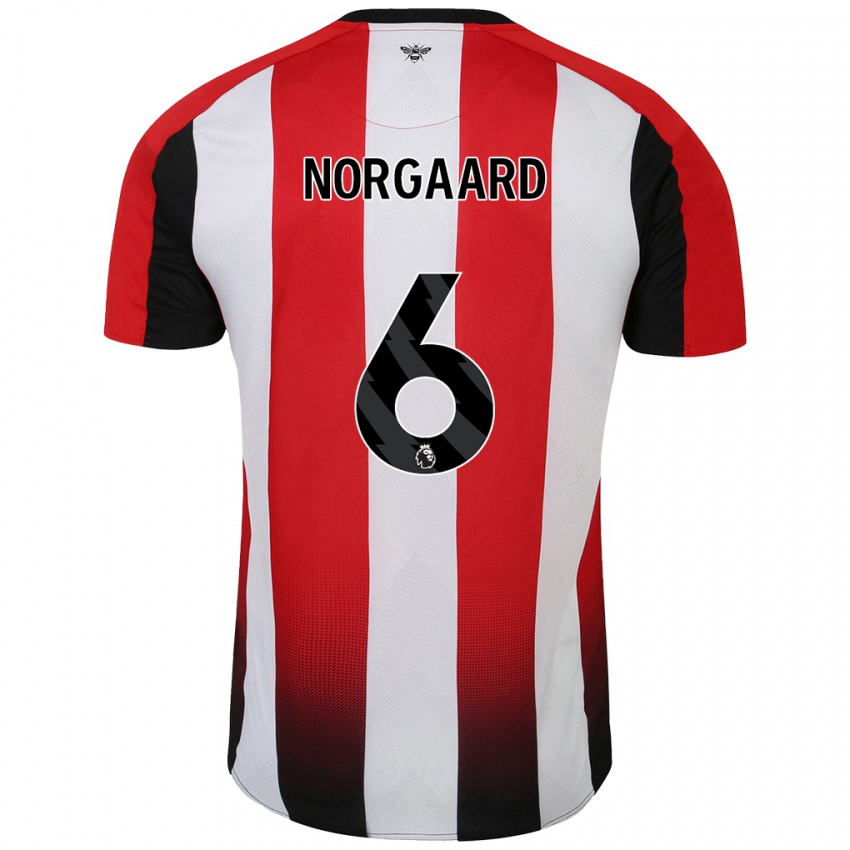 Niño Camiseta Christian Nørgaard #6 Rojo Blanco 1ª Equipación 2024/25 La Camisa Perú